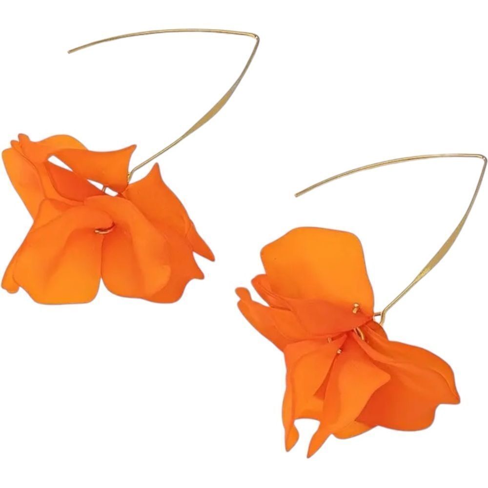 Orange Gold Floral Dangle Earrings NWT - Picture 3 of 4